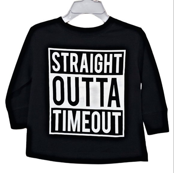 Rabbit Skins Other - 🤑Black "Straight Outta Timeout" Long Sleeve Tee- Toddler & Kids